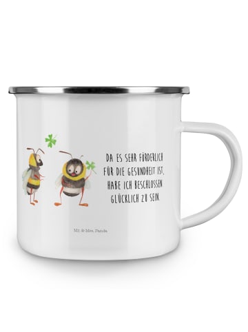 Mr. & Mrs. Panda Tasse Hummeln Kleeblatt mit Spruch in Weiß