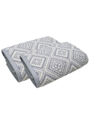 Framsohn 2er Set: Walkfrottier Duschtuch "ARABESKE" in Grau - (L) 150 x (B) 75 cm