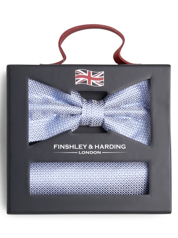 Finshley & Harding London Fliege und Einstecktuch in hellblau