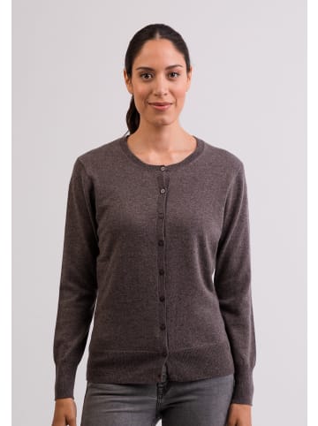 CASH-MERE.CH Cardigan Rundhals in Taupe Melange