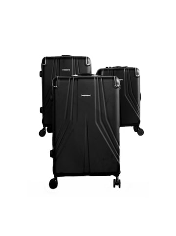 Almina 3 Tlg. Koffer-Set mit 4 Rädern Hartschale mit Kantenschutz 360° in Schwarz