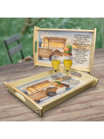 Mr. & Mrs. Panda Dekotablett Igel Maronen Design mit Spruch in Weiß