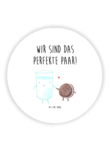 Mr. & Mrs. Panda Rund Magnet Milch Keks mit Spruch in Weiß