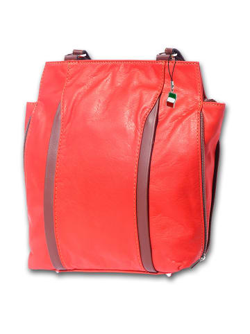 Florence Leder Schultertasche, Cityrucksack Florence Tasche, Rucksack rot, braun ca. 29cm