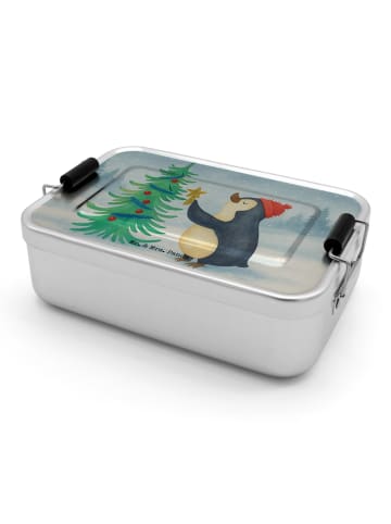 Mr. & Mrs. Panda Brotbox Pinguin Weihnachtsbaum Design ohne Spruch in Weiß