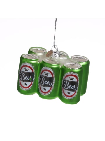 MARELIDA Weihnachtsbaumschmuck SIXPACK Bier aus Glas H: 5,1cm in grün