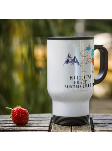 Mr. & Mrs. Panda Kaffeebecher To Go Einhorn Bergsteiger mit Spruch in Weiß