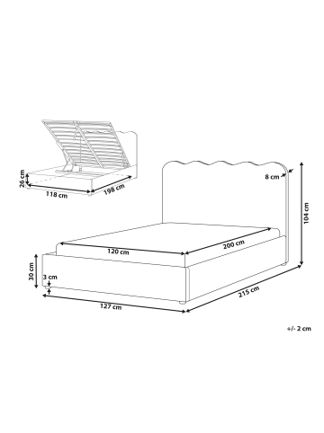 Beliani 2-tlg Doppelbett NANTERRE in Beige/Grau