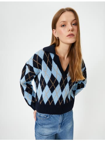 KOTON Sweater in Blau Gemustert