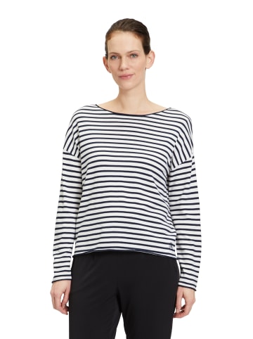 BETTY & CO Strickpullover mit U-Boot-Ausschnitt in Weiß/Dunkelblau