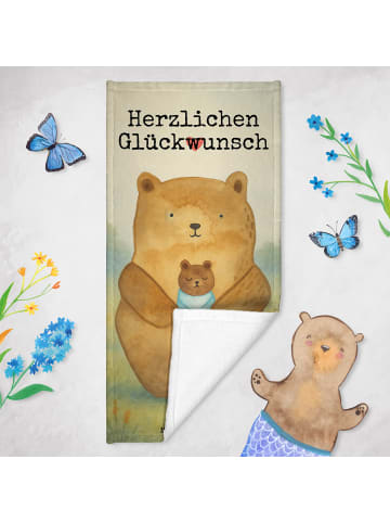 Mr. & Mrs. Panda Strandtuch Bär Baby Design mit Spruch in Blau Pastell