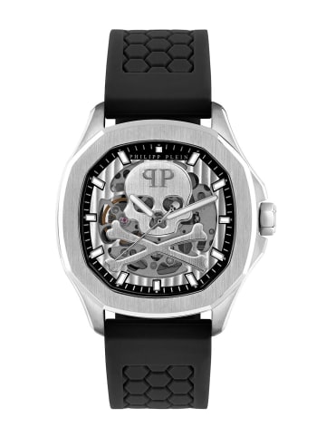 Philipp Plein Automatikuhr $keleton $pectre SIlber in schwarz