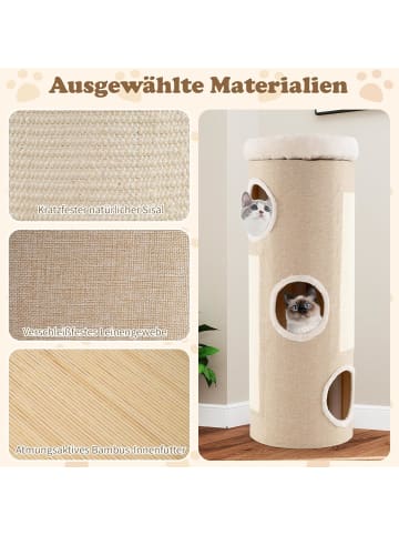 COSTWAY Kratztonne 4 Ebenen 113 cm hoch in Beige