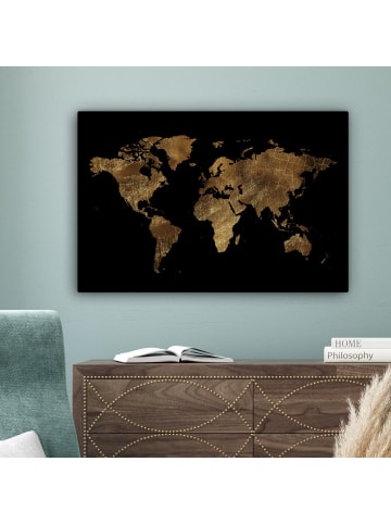 MuchoWow Poster mit Leiste Weltkarte gold schwarz  (BxH)
