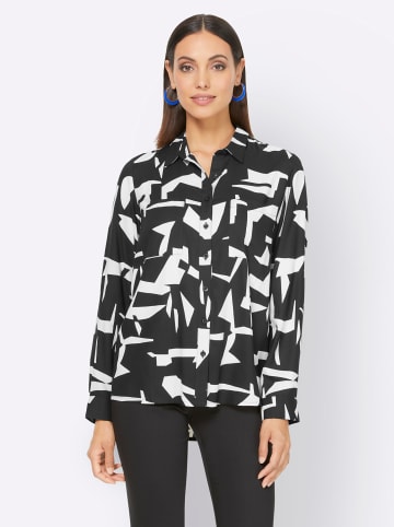 Heine Langarm-Bluse in schwarz-champagner-gemustert