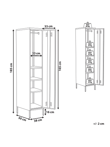 Beliani Büroschrank FROME in Beige - (W) 38 x (H) 185 x (L) 50 cm