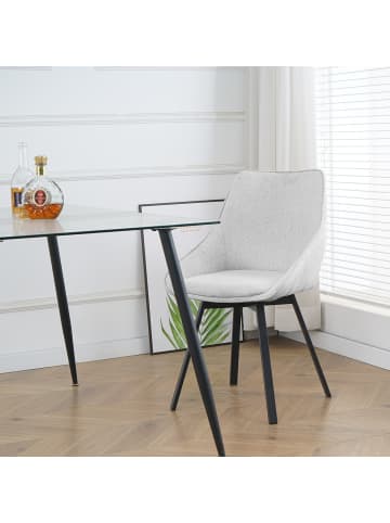 home24 Polsterstuhl Metline 2er-Set in Hellgrau