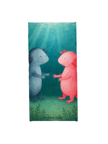 Mr. & Mrs. Panda Badehandtuch Axolotl Liebe Design ohne Spruch in Grau Pastell