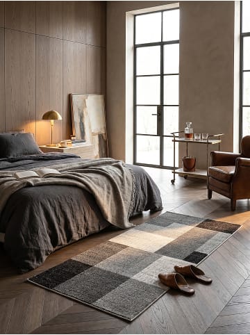 KADIMA DESIGN Kurzflorteppich Patchwork pflegeleicht Wohnzimmer Schlafzimmer Flur in Grau