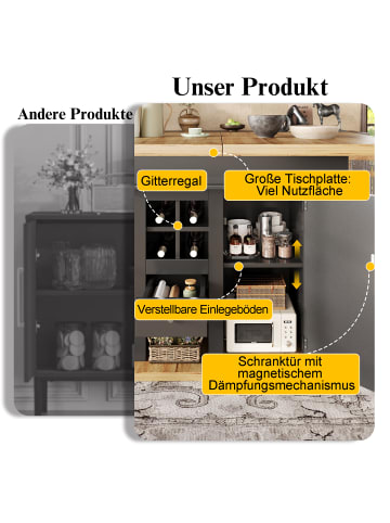 ABRIHOME Esstisch Ausziehtisch Küchentisch für 4-6 Personen mit Weinregal und Schubladen