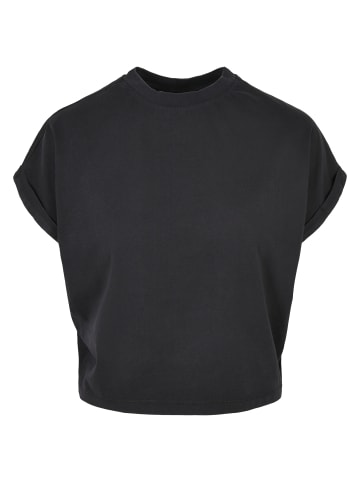 Urban Classics Urban Classics Damen Ladies Short Pigment Dye Cut On Sleeve Tee in black