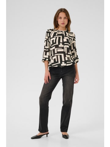 Kaffe Langarm-Bluse KAlorina Regular fit in Black/White Graphic