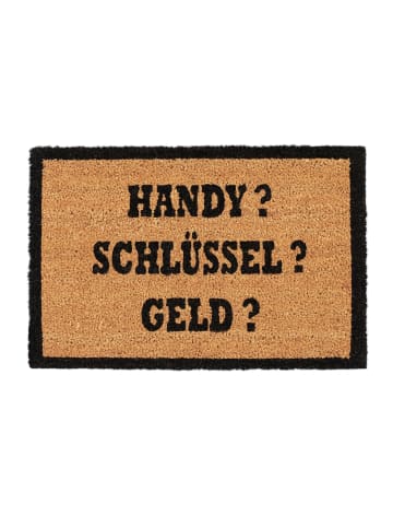 relaxdays Fußmatte Handy? Schlüssel? Geld? in Natur/Schwarz - 40 x 60 cm