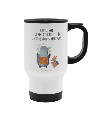 Mr. & Mrs. Panda Thermobecher Pinguin & Maus Wanderer mit Spruch in Weiß
