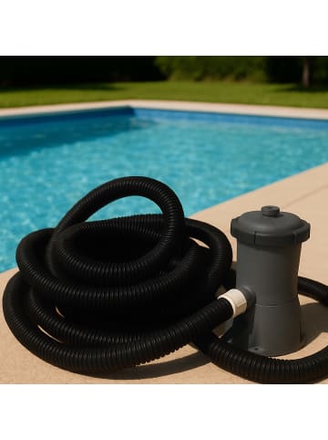 relaxdays Poolschlauch in Schwarz/ Weiß - (L)25 m x Ø 32 mm