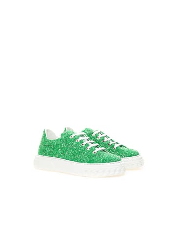 Casadei Grün Stoff und Leder Athletik Sneaker