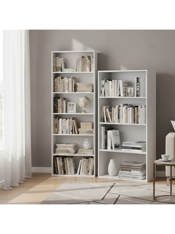 relaxdays Bücherregal in Weiß - (B)60 x (H)178,5 x (T)24 cm