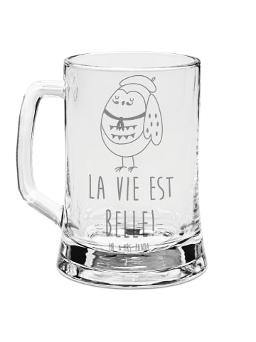 Mr. & Mrs. Panda Gravur Bierkrug Eule Frankreich mit Spruch in Transparent