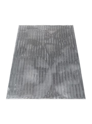 KADIMA DESIGN Hochflor Teppich waschbar Unifarben Struktur Schlafzimmer in Grau