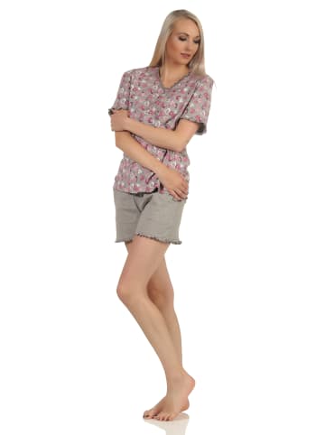 NORMANN Shorty Pyjama kurzarm Herzen - 65030 in Grau