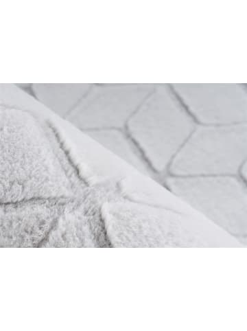 Kayoom Hochflor Teppich Vivica 125 in weiß - graublau - rechteckig