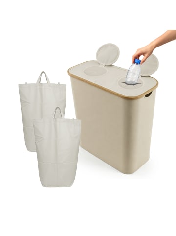 relaxdays Pfandflaschen-Sammelbehälter in Beige - 140 Liter