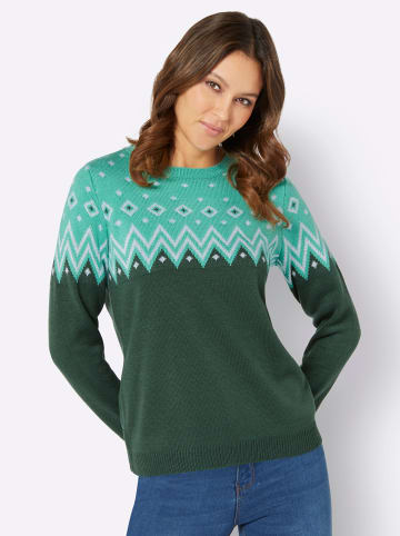 Sieh an! Norwegerpullover in moos-blaugrün-gemustert