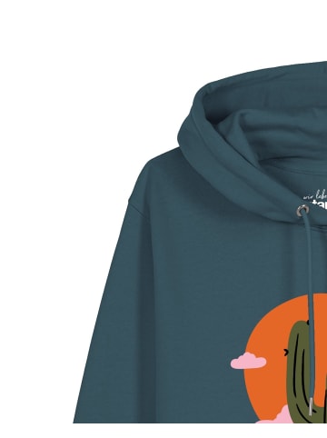 wat? Apparel Sweatshirt Kaktus im Sonnenuntergang in Petrol