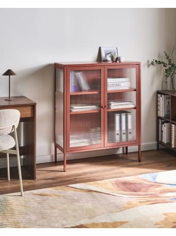 Beliani Vitrine LERRYN in Braun - (W) 90 x (H) 111 x (L) 35 cm