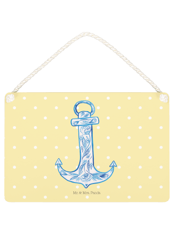 Mr. & Mrs. Panda holzbild Anker Blau ohne Spruch in Gelb Pastell
