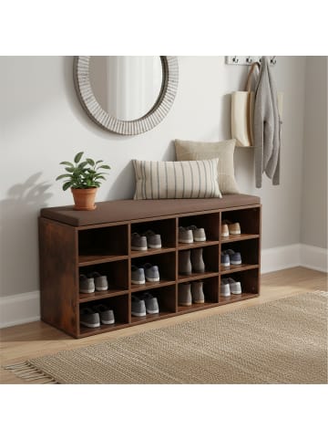 relaxdays Schuhbank in Weiß/Grau - (B)104 x (H)48 x (T)30,5 cm