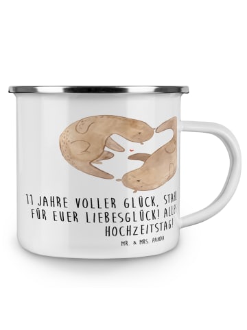 Mr. & Mrs. Panda Emaille Becher 11. Hochzeitstag Stahlhochzeit m... in Transparent