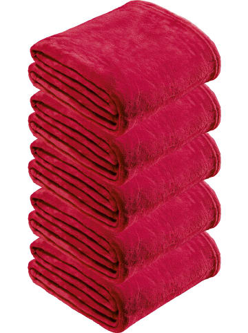REDBEST Fleece, Microfaser Fleece Wohndecke 5er-Pack Amarillo in rot