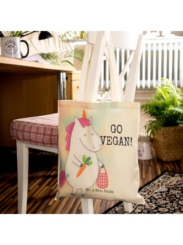 Mr. & Mrs. Panda Schultertasche Einhorn Vegan Design mit Spruch in Weiß