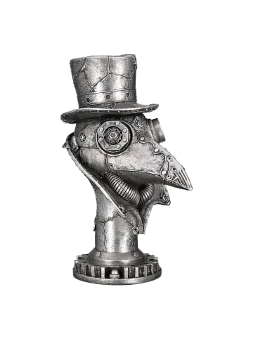 GILDE Skulptur "Steampunk Crow" in Silber - H. 23 cm - B. 17 cm