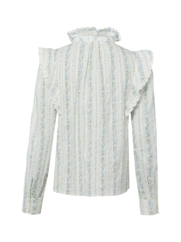 Marie Lund Bluse July in ecru hellblau