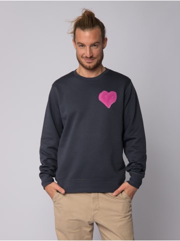 wat? Apparel Sweatshirt Pink Heart in India Ink Grey