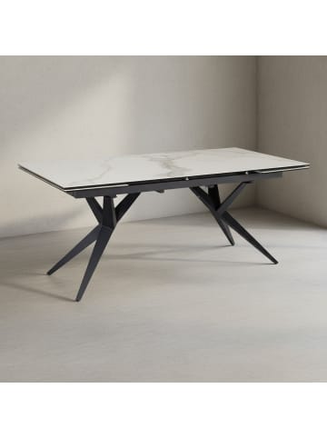 KADIMA DESIGN Esszimmertisch 180 - 260 cm Ausziehbar Keramik Glas , in Weiß