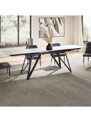 KADIMA DESIGN Esszimmertisch 180 - 260 cm Ausziehbar Keramik Glas , in Weiß