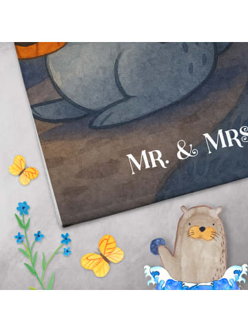 Mr. & Mrs. Panda Handtuch Kater Kaffee Design mit Spruch in Weiß